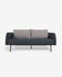 Three-seater blue Walkyria sofa grey cushions and metal legs with black finish 195 cm