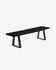 Alaia bench in solid black acacia wood with black steel legs 180 cm