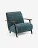 Meghan armchair in turquoise velvet with solid ash legs with wenge finish