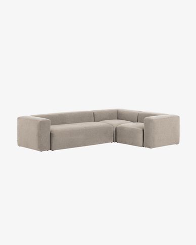 Γωνιακός καναπές 4θ Grey Blok 320 x 230 εκ, μπεζ