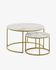 Set of 2 Leonor glass side tables in white and golden steel structure Ø 80 cm / Ø 50 cm