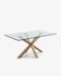 Argo 180 cm glass table with wood effect legs