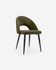 Green velvet Mael chair with steel legs with black finish