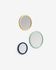 Malala set of 3 round mirrors in blue, mustard and turquoise MDF Ø 23 cm/Ø 30 cm/Ø 35 cm