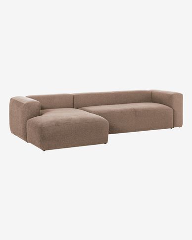 Blok 3-seater sofa with left-hand chaise longue in pink 330 cm