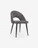 Grey velvet Mael chair with steel legs with black finish