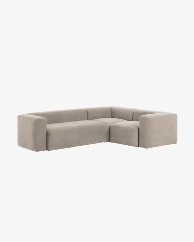 Γωνιακός καναπές 3θ Blok 290 x 230 εκ, μπεζ