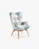 Kody patchwork blue armchair and solid ash wood legs