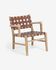 Nuru solid teak and leather armchair