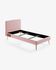 Dyla pink bed with removable cover and solid beech legs 90 x 190 cm
