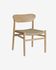 Galit chair made from solid eucalyptus wood with natural finish and beige cord FSC 100%