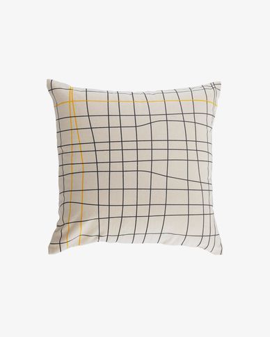 Saori 100% organic cotton (GOTS) striped cushion cover in black and yellow 45 x 45 cm