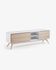 Eunice ash veneer and white lacquer TV stand with 2 doors 174 x 56 cm