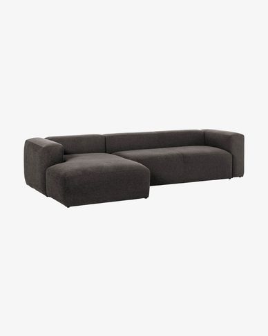 Blok 3-seater sofa with left-hand chaise longue in grey 330 cm