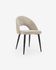 Beige chenille Mael chair with steel legs with black finish